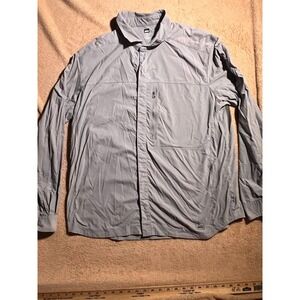REI Men XL Gray Snap Button Up Zip Pocket Lightweight Nylon Vented Outdoor Work